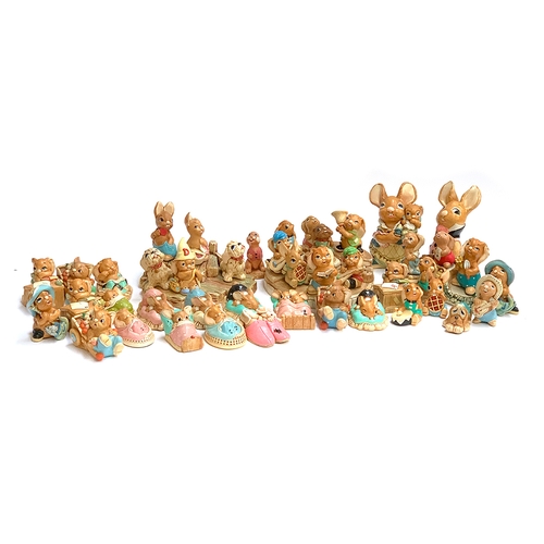 126 - A quantity of Pendelfin figurines (approx. 40), together with 3 stands