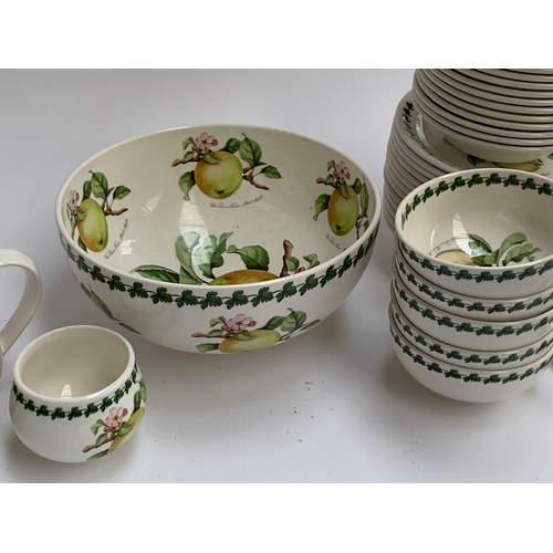 129 - A Portmeirion 'Apple Harvest' part breakfast service to include teapot, fruitbowl, sugar bowl, bowls... 