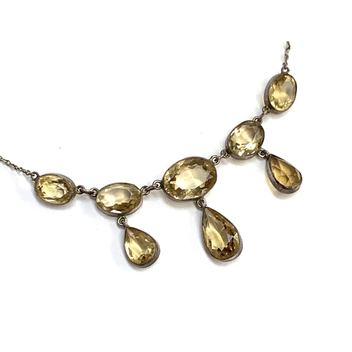 6 - An early 20th century silver and citrine festoon necklace, 42cm long unclasped length