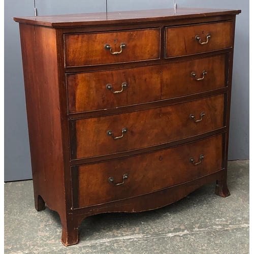 716 - A 19th century bowfront chest of two over three drawers, 108x55x107cmH