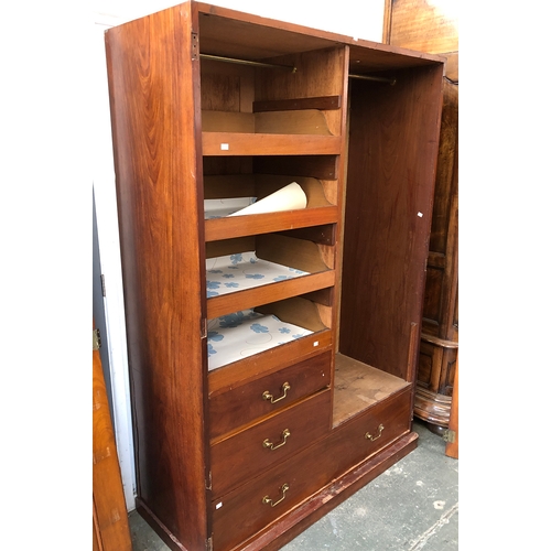 970 - A 19th century mahogany gents compactum wardrobe, slide drawers and hanging rail, 145x64x203cmH