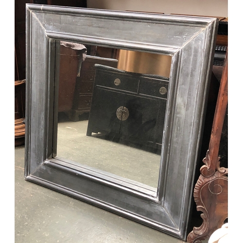 973 - A very large lead framed mirror, the plate af, 121x121cm