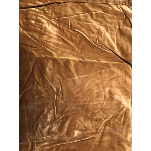 817 - Two pairs of mustard/gold velvet curtains, lined, approx. approx 147cm drop, 105cm ungathered width;... 