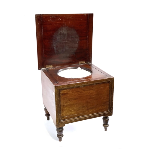 805 - An early 20th century mahogany commode, with ceramic chamber pot, 43x41x43cmH