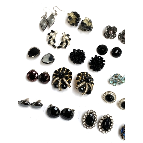 48 - A quantity of costume clip on earrings, mainly blue and black tone