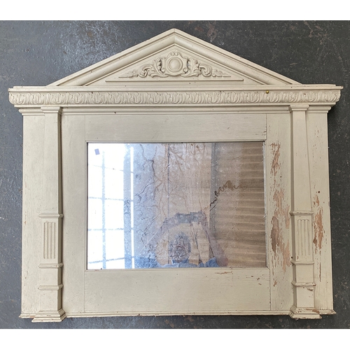 966 - A painted architectural overmantel mirror, 125x110cm