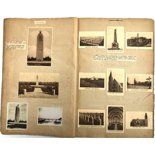 254 - A 1936 scrapbook containing a quantity of photographs and postcards relating to the Canadian memoria... 