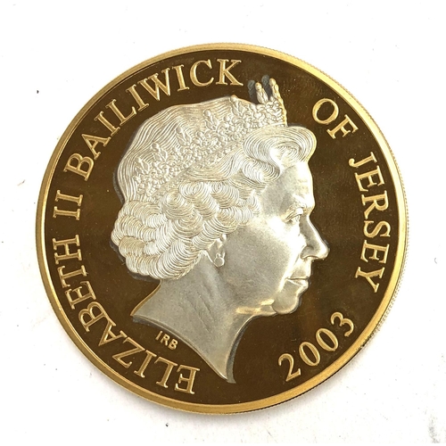 60 - An Elizabeth II Golden Jubilee ten pound coin, Jersey 2003, gold plated 925 silver, approx 155g