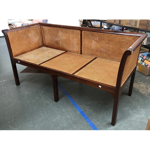 983 - A smart 20th century oak bergere settee with double caned sides and back and cane seat, 171x70x86cmH