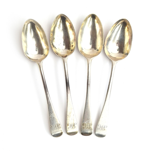 176 - A set of four Victorian Old English pattern dessert spoons by Chawner & Co., London 1847, 4.8ozt