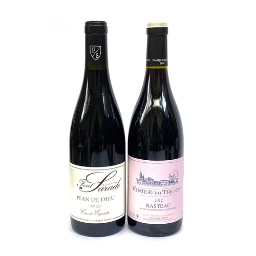 2291 - Famille Quiot Chateau du Trignon Rasteau 2012, 4x75cl; and Domaine Font Sarade Plan de Dieu 2021, 3x... 