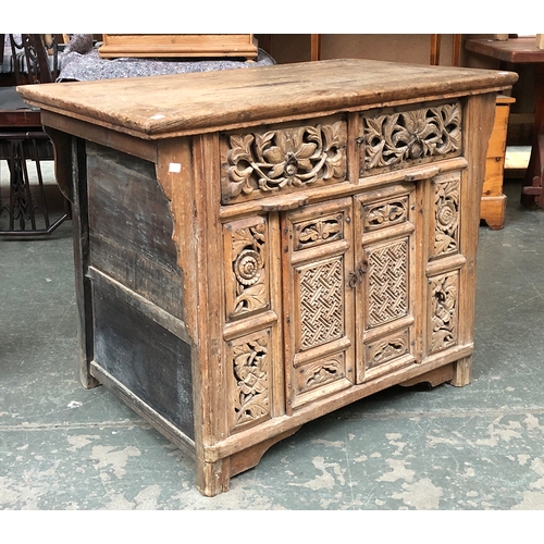 729 - Interior design interest: An intricately carved 19th century Chinese Shanxi alter table, 107x64x83cm... 