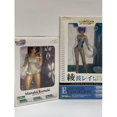 255 - Five anime scale figures: to include Manaka Komaki Kotobukiya 1/7 scale; Evangelion Rei Ayanami Koto... 