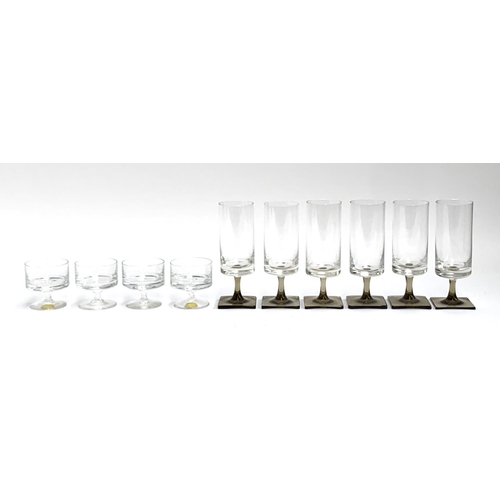 169 - A set of six Georg Jensen for Rosenthal Studio Linie 'Berlin Series' wine glasses with square smoked... 