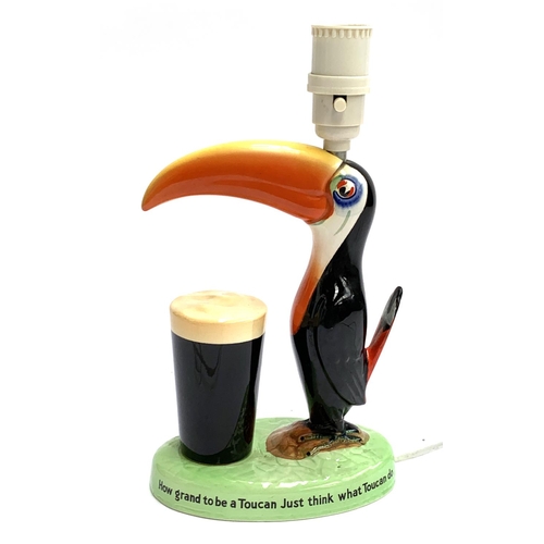 175 - A Carlton Ware Guinness toucan table lamp (repaired), 29.5cmH to top of fitting