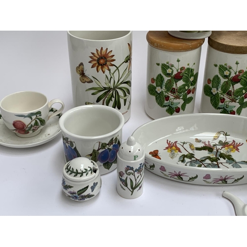 180 - A quantity of Portmeirion ceramics, mainly Botanic Garden, to include teapots, kitchen canisters, ja... 