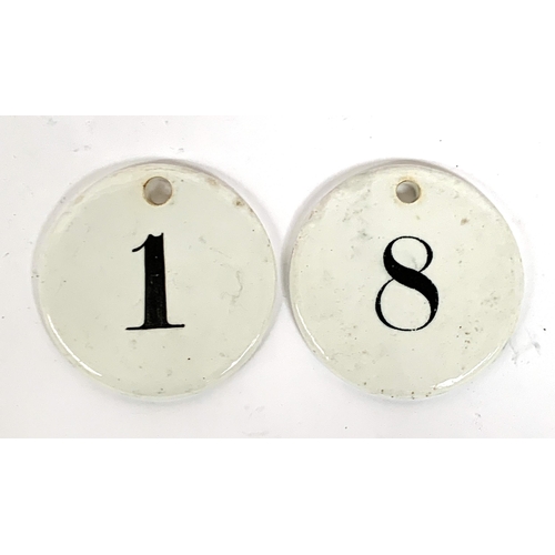 149 - Two 19th century Wedgwood ceramic bin numbers, stamped to reverse 'Macord & Arch Great Tower St. Lon... 