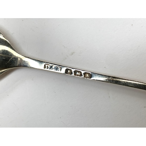 104 - A smart pair of silver Art Deco teaspoons, hallmarked for Birmingham, Docker & Burn, 1925, gross wei... 