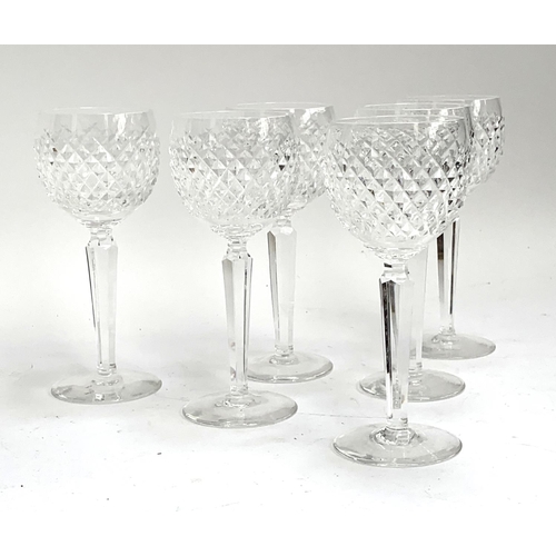 204 - A set of six Waterford crystal Alana wine hock glasses, 18.5cmH