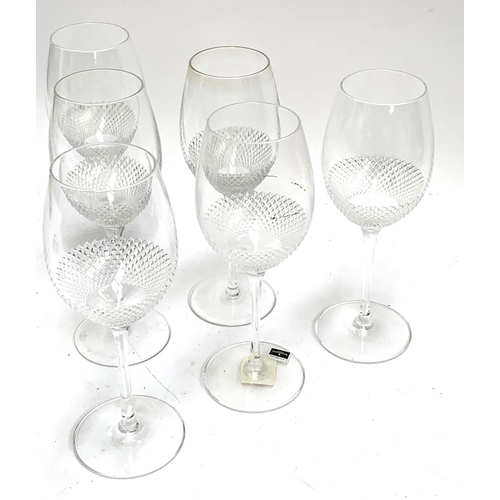 205 - A set of six John Rocha for Waterford crystal 'Lume' large wine glasses, 25cmH