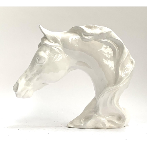 222 - Interior design interest: A white glazed ceramic bust of an Arabian horse, 32cmH