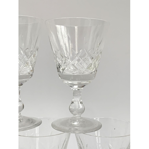 190 - A set of eight Stuart crystal 'Glengarry' pattern wine glasses; 12.5cmH, together with Four Thomas W... 