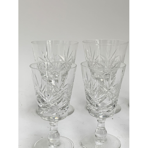 190 - A set of eight Stuart crystal 'Glengarry' pattern wine glasses; 12.5cmH, together with Four Thomas W... 