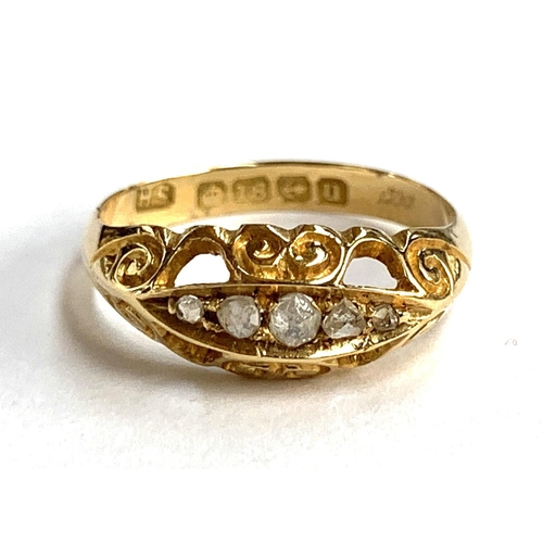 50 - An early 20th century 18ct gold boat ring set with diamonds, hallmarked for Birmingham 1919, size M ... 