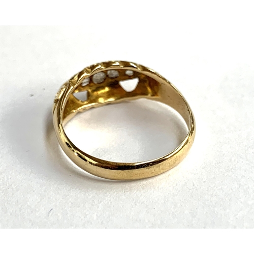 50 - An early 20th century 18ct gold boat ring set with diamonds, hallmarked for Birmingham 1919, size M ... 