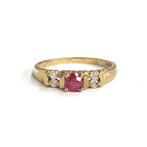 55 - A 9ct gold ruby and diamond ring, size L, approx. 1.7g