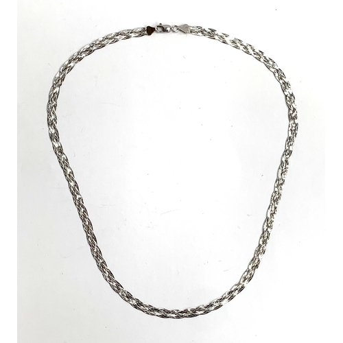 64 - A 9ct white gold woven chain, 44cmL unclasped, together with a matching bracelet, gross weight 7g