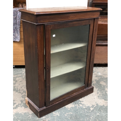 722 - A Victorian line inlaid glazed pier cabinet, 76x30x96cmH