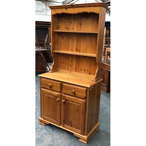 727 - A narrow pine kitchen dresser, 91x45x189cmH