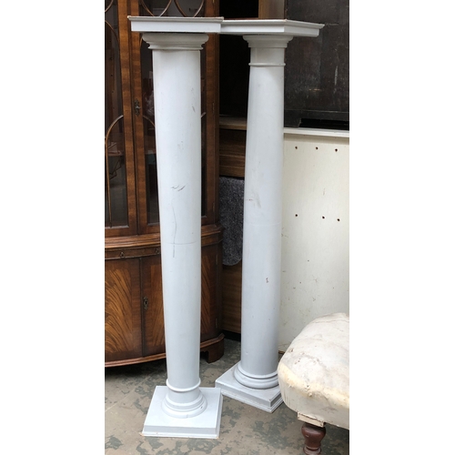 741 - Interior design interest: a pair of architectural tapered ionic columns, 158cmH