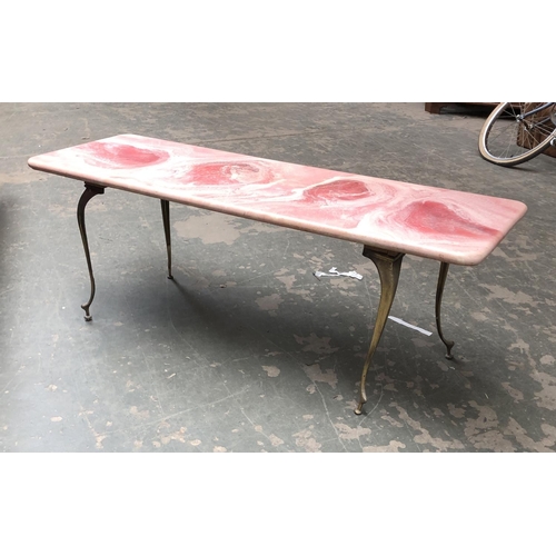 757 - A vintage fibreglass coffee table with marble effect, 122x40x44cmH