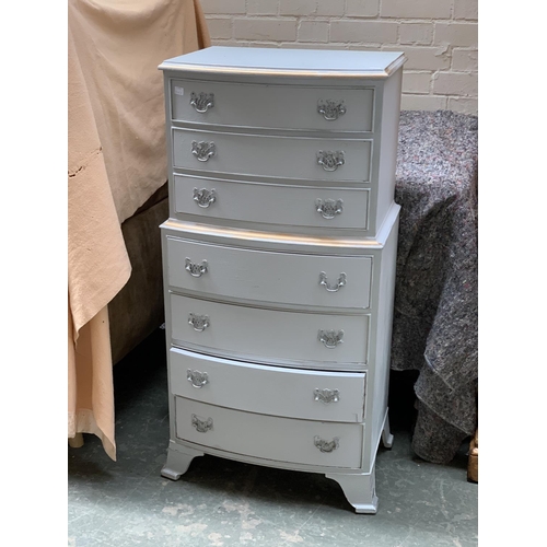 758 - A grey painted chest of drawers, three short drawers over four long, 54x36x109cmH