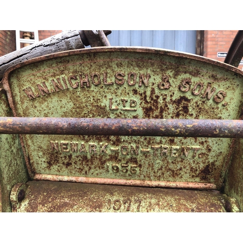 814 - A WN Nicholson & Sons ltd 1955 chaff cutter/mill, bears plaque for Hill Sawtell & Co. Yeovil