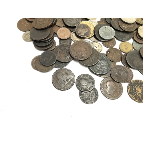 83 - A quantity of coins dating from the 17th century onwards to include 1/2 skilling 1802, 2 doubles 185... 