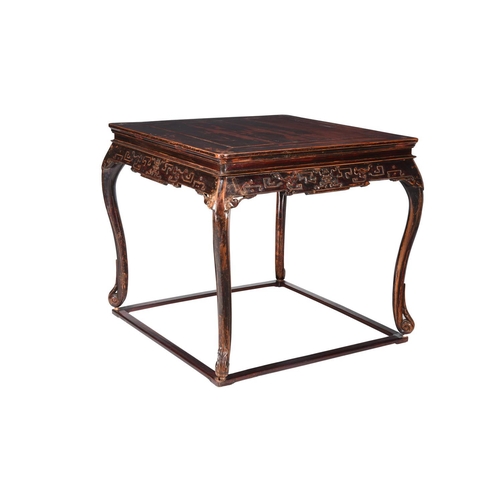 461 - A Chinese stained wood table, the top 97cm square, 87cm high