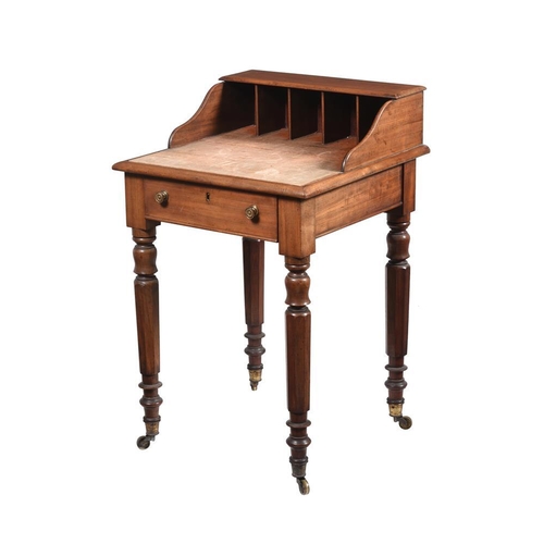 425 - A Victorian mahogany writing table, with an arrangement of pigeon holes above a baize writing surfac... 