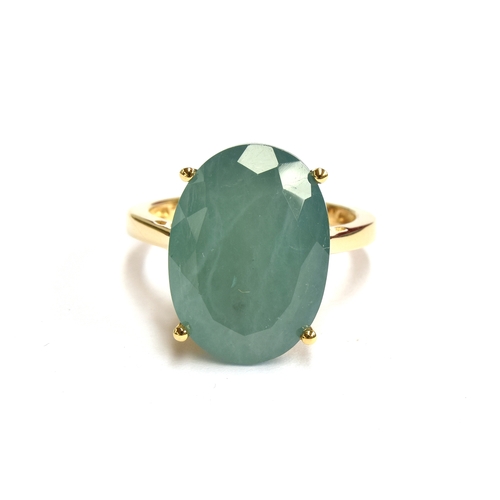 138 - An 18ct gold ring set with a large oval cut Grandidierite, the 18x13mm stone weighing approx. 13.5ct... 