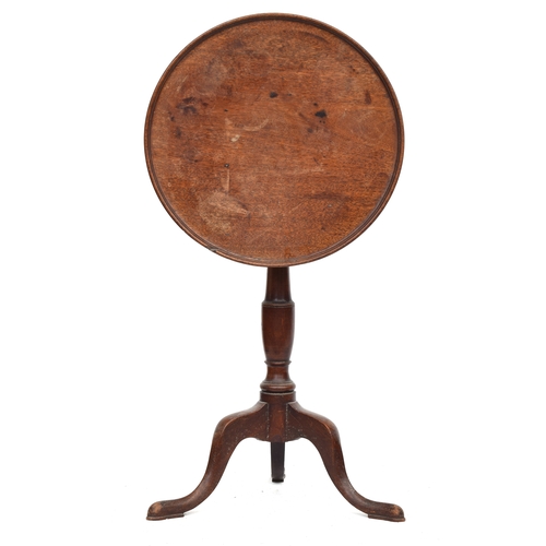 385 - A George III and later tripod table, the dished tilt top on later associated tripod base, 53cm diame... 