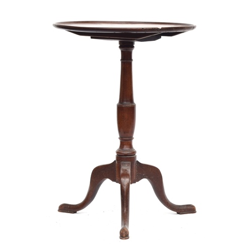 385 - A George III and later tripod table, the dished tilt top on later associated tripod base, 53cm diame... 