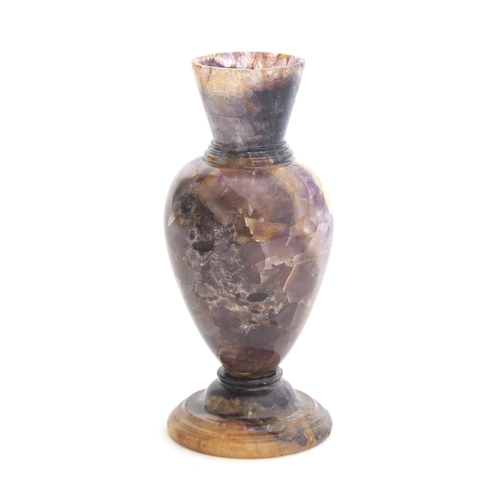 232 - A late George III Derbyshire Blue John urn, on turned spreading foot, 17.5cm high

Provenance: priva... 