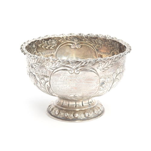 204 - A Victorian chased silver trophy bowl, with later engraved cartouche, by Wakely & Wheeler, London 18... 