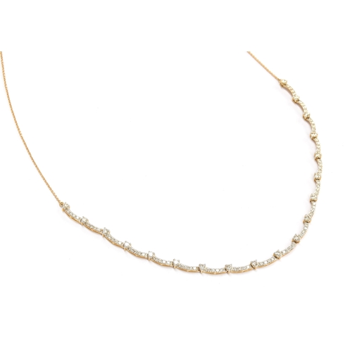 63 - A 9ct yellow gold necklace set with Argyle diamonds, totalling 2cts, 6.4g gross weight

Provenance: ... 