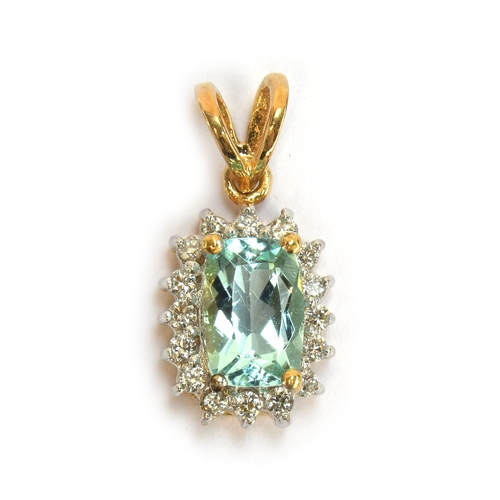 85 - An 18ct gold, diamond and Brazilian paraiba tourmaline pendant, the tourmaline weighing 0.69cts, 1.3... 