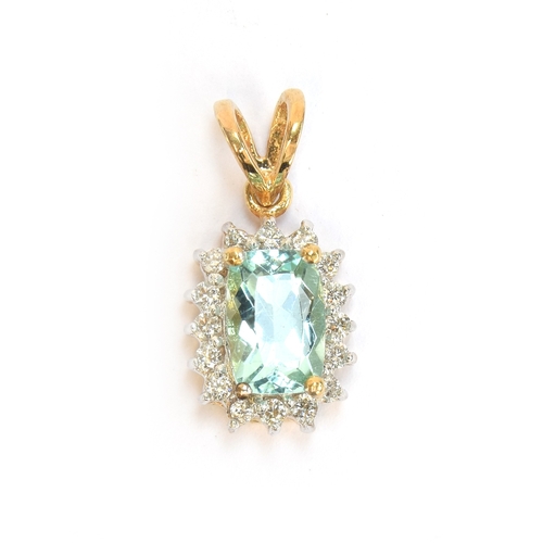 85 - An 18ct gold, diamond and Brazilian paraiba tourmaline pendant, the tourmaline weighing 0.69cts, 1.3... 