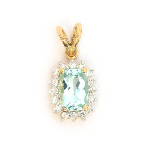 85 - An 18ct gold, diamond and Brazilian paraiba tourmaline pendant, the tourmaline weighing 0.69cts, 1.3... 