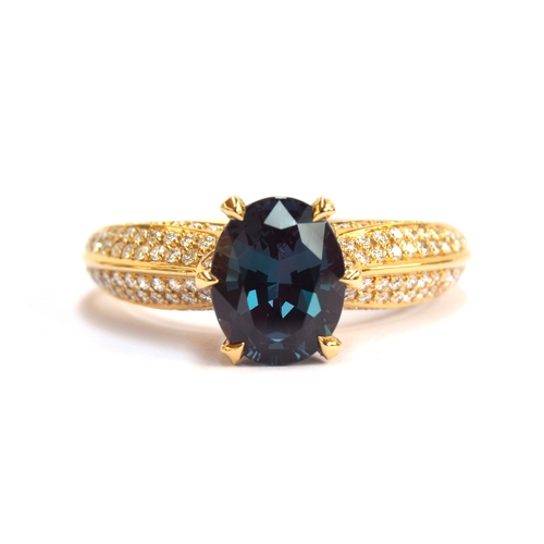 126 - A Kat Florence 18ct gold, alexandrite and diamond ring, the Russian alexandrite 2.57cts and 9.2x7.4c... 